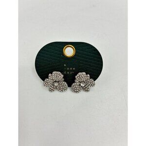 A New Day Shamrock Shaped Rhinestone Stud Earrings Sparkling Silver Tone